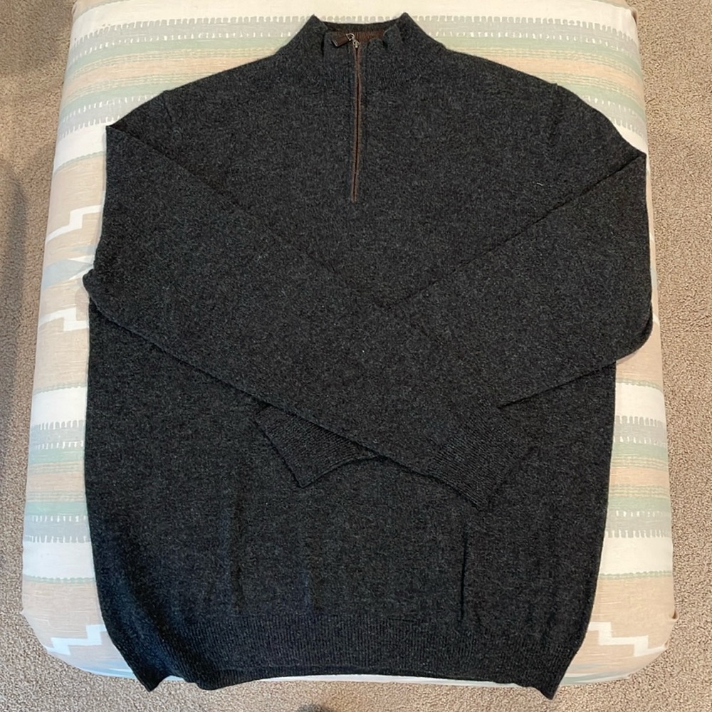 Piatelli cashmere quarter zip grey sweater men’s large